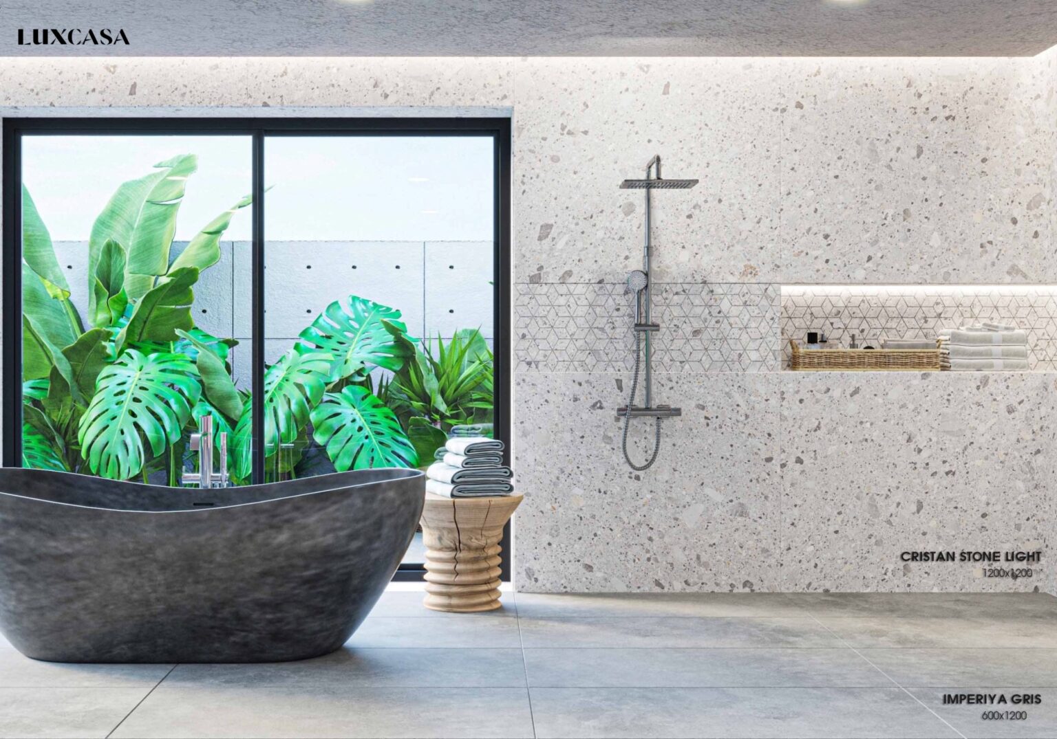 Mẫu gạch terrazzo khổ lớn 120×120 120LUCRISTAN STONE LIGHT