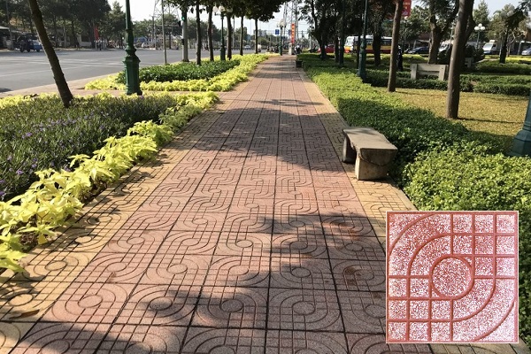 Mẫu gạch terrazzo 30x30 màu đỏ lát vỉa hè