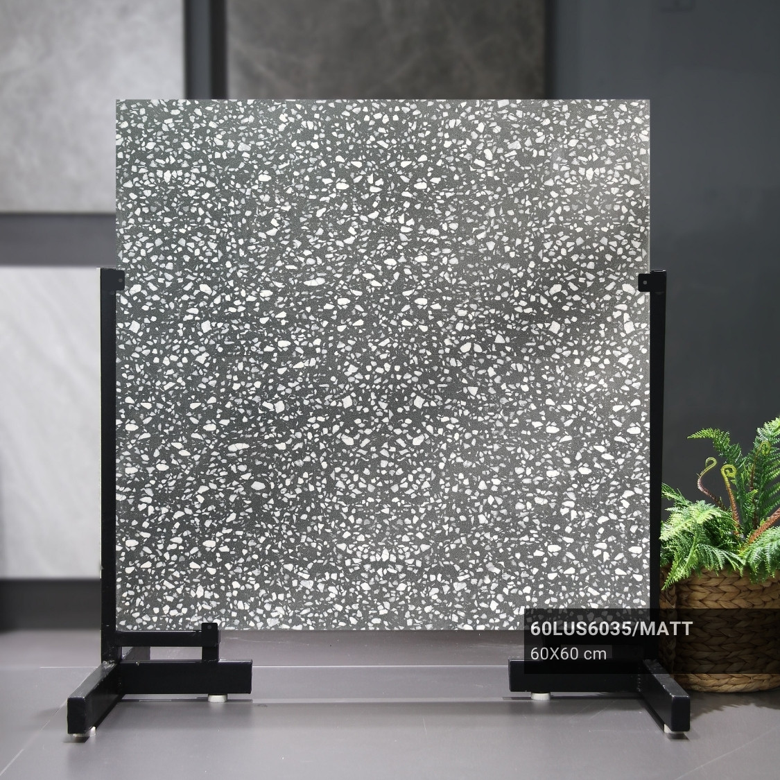 Mẫu gạch terrazzo màu đen-60×60-60LUS6035