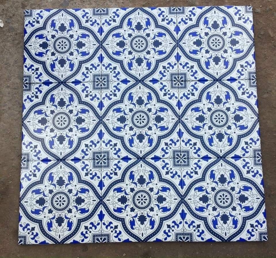 Mẫu gạch bông 20x20 màu xanh