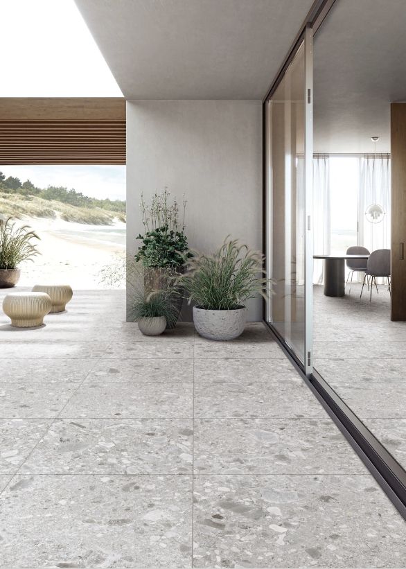 Mẫu gạch terrazzo lát sân ngoài trời chống trơn