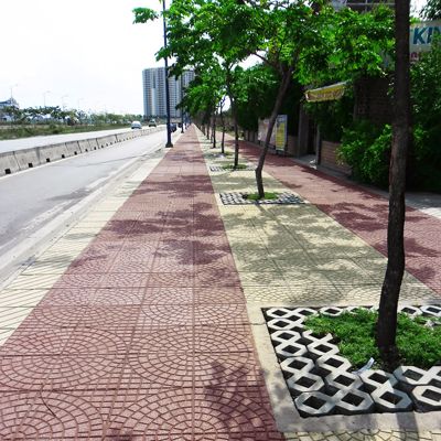 Mẫu gạch terrazzo 400x400 màu đỏ lát vỉa hè 5