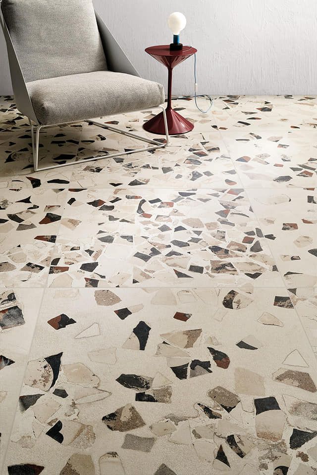 Mẫu gạch terrazzo 80x80 lát nền phòng khách chống trơn trượt