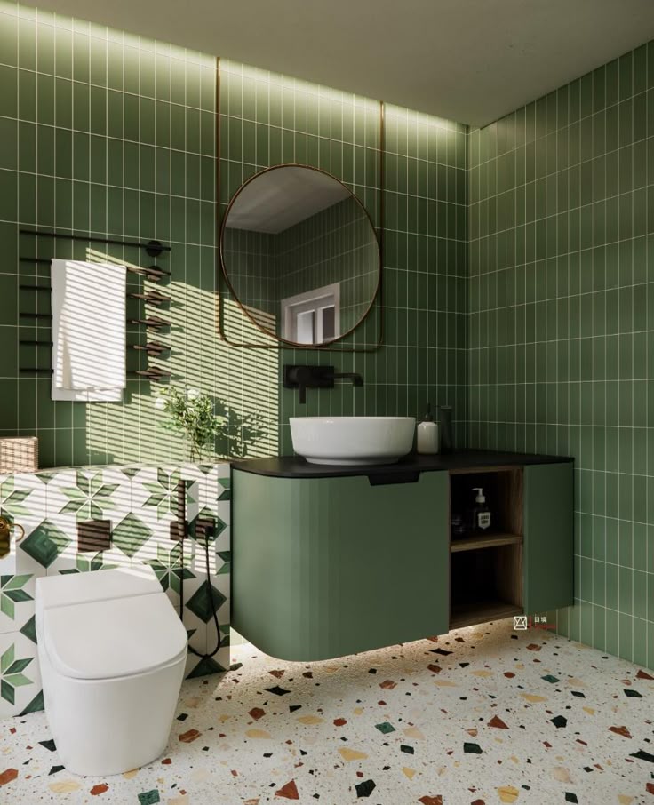 Mẫu gạch terrazzo lát nền nhà tắm chống trơn