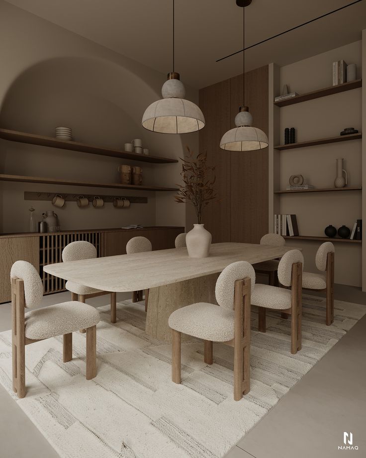 Bàn ăn làm từ đá nung kết travertine