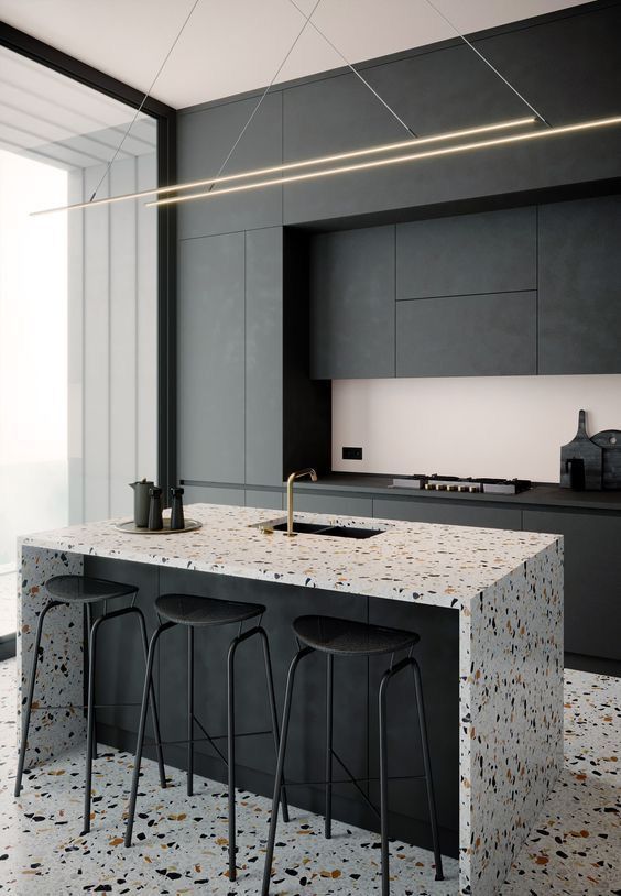 Mẫu terrazzo hạt nhỏ làm mặt bàn bếp