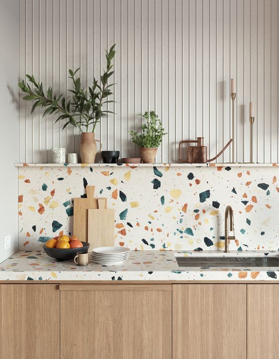 Terrazzo làm mặt bàn bếp có rất nhiều ưu điểm
