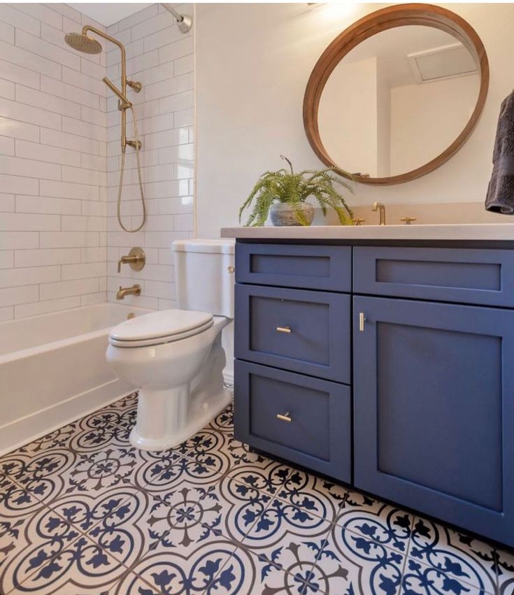 Gạch bông porcelain lát nền nhà tắm