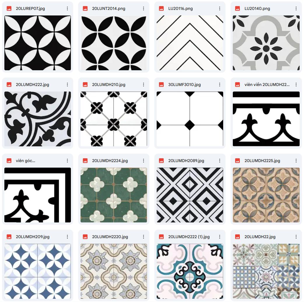 12 mầu gạch bông 20x20