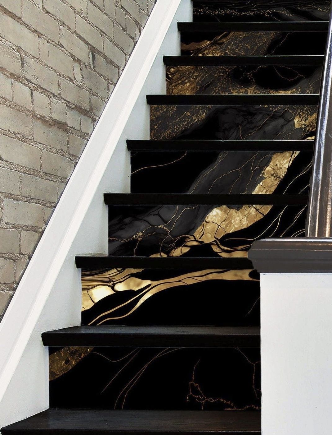 Đá nung kết ốp cầu thang vân Lauren Black Gold