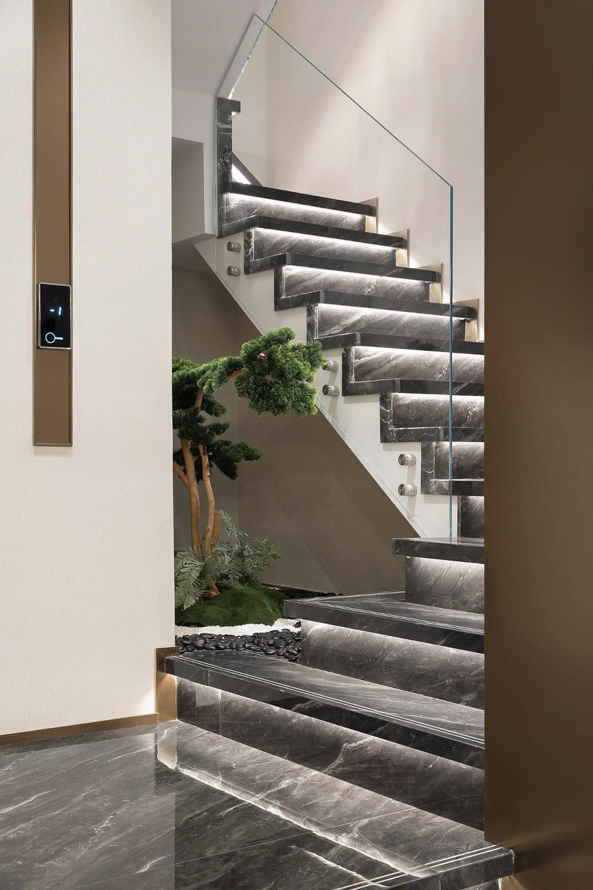 Đá nung kết ốp cầu thang vân Pietra Grey