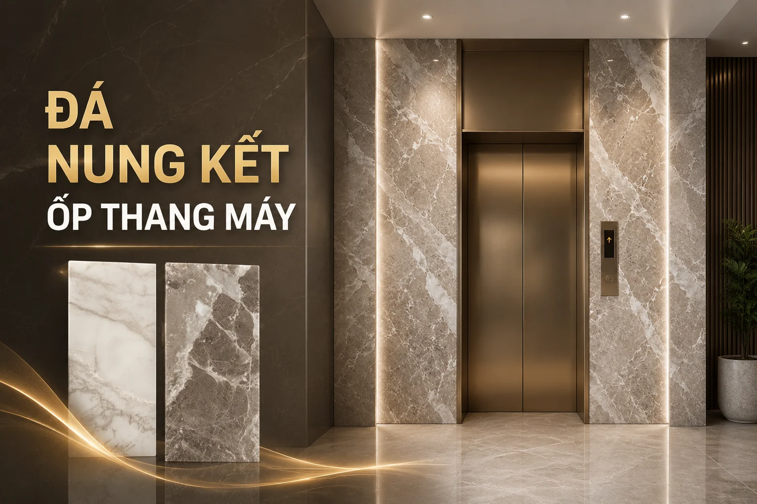 Đá nung kết ốp thang máy