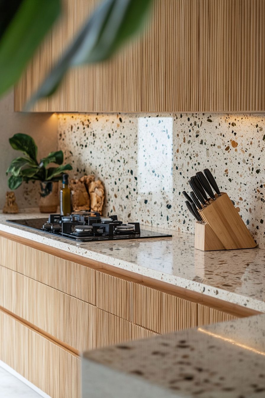 Đá nung kết terrazzo làm bàn bếp