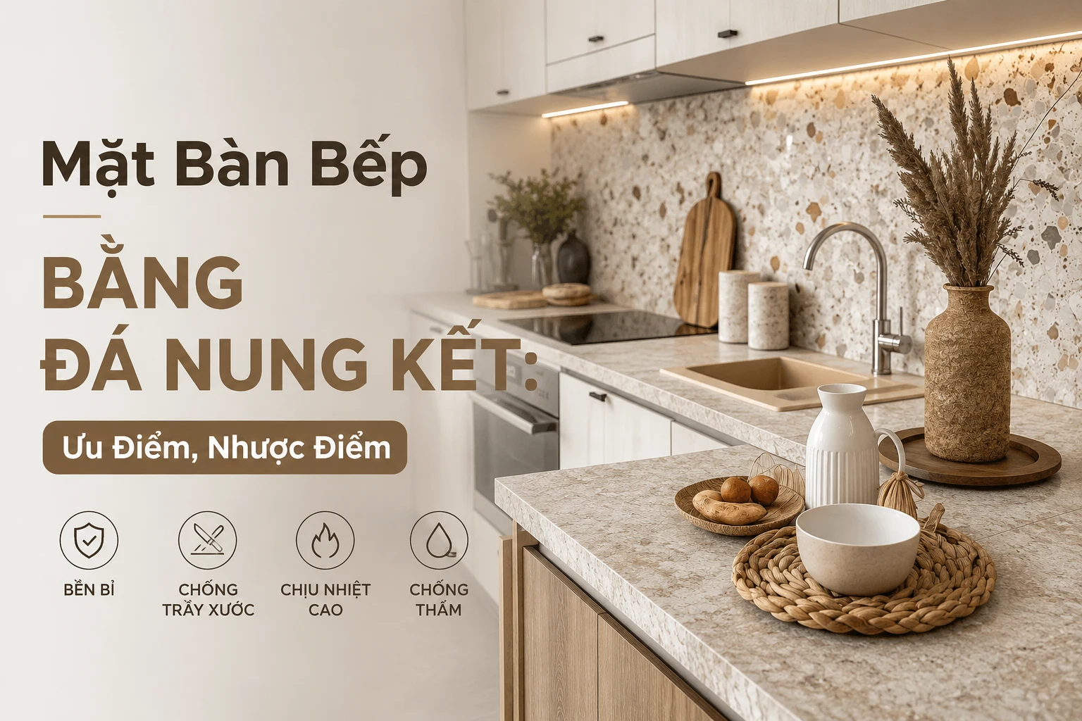 Mặt Bàn Bếp Bằng Đá Nung Kết Ưu Điểm, Nhược Điểm
