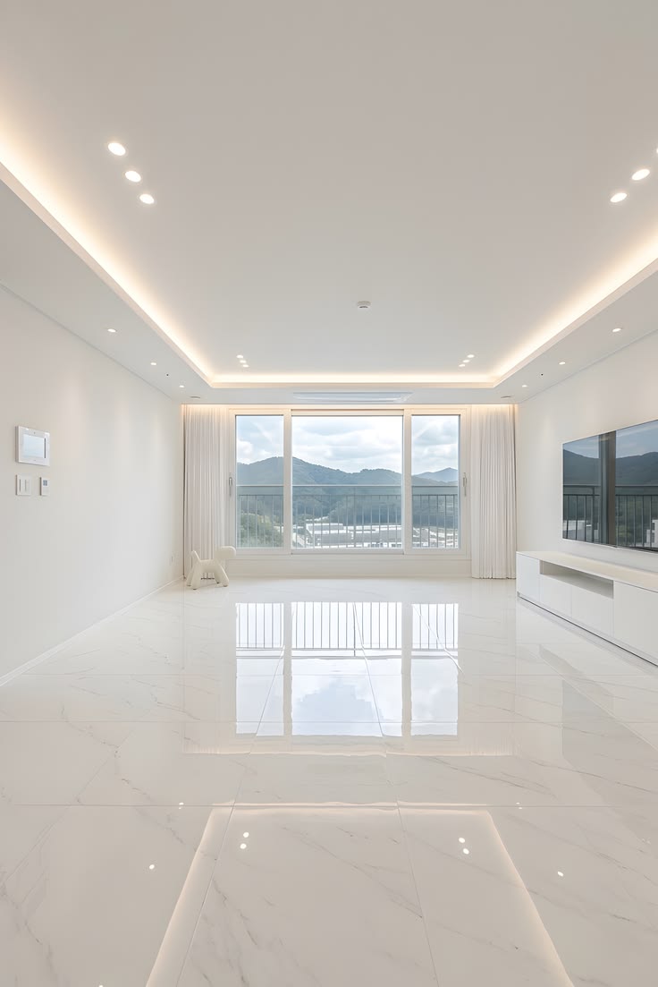 Mẫu gạch lát nền phòng khách màu trắng marble